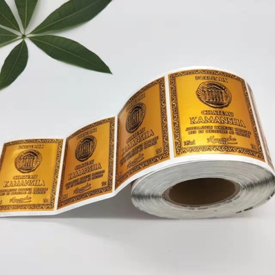 सोने की पन्नी मुद्रित स्टिकर मुद्रित लेबल आयत लोगो रोल खाद्य शराब की बोतल लेबल शादी